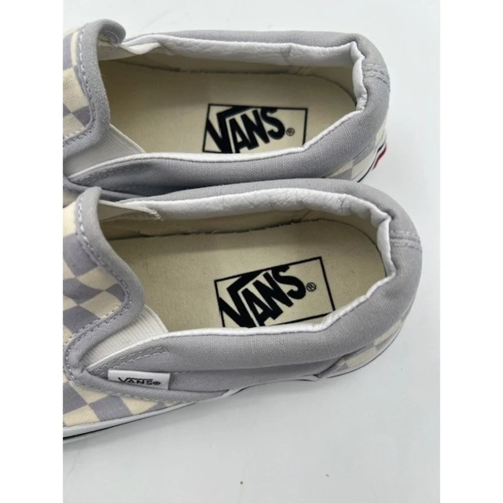 Vans Slip On Sneakers Kids 3.5 Grey Checkerboard Good Classic Canvas Skate Shoes